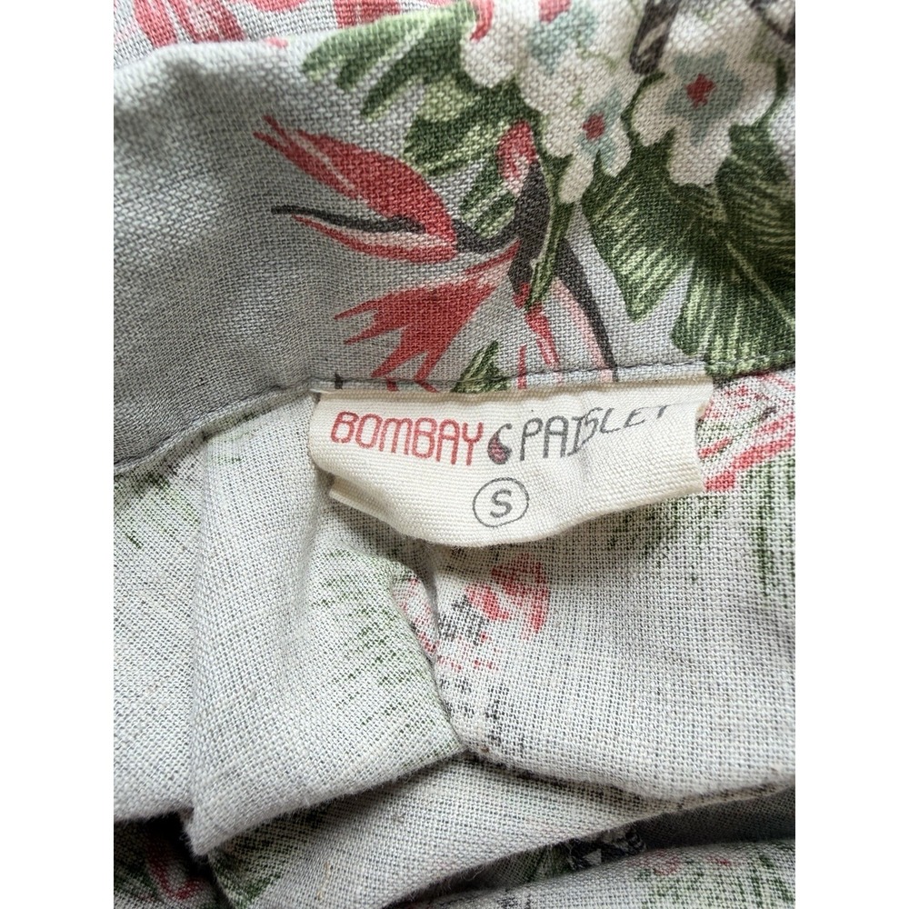 Bombay Paisley Tropical Parrot Print Button Front Midi Dress Small Cottagecore - Picture 6 of 9